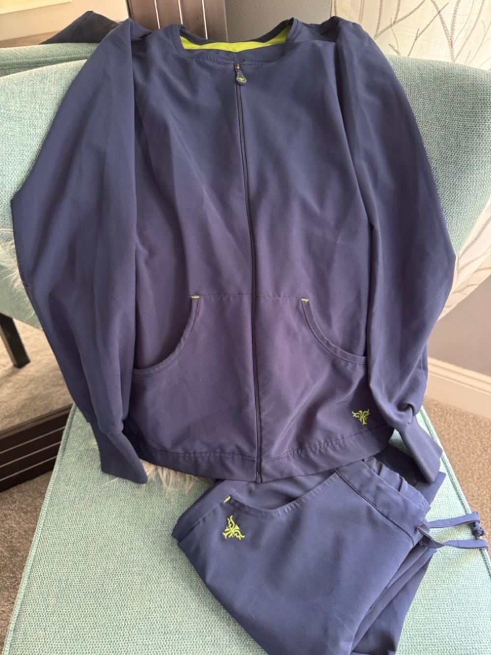 Med Couture Navy Scrub Jacket and Drawstring ScrubPants